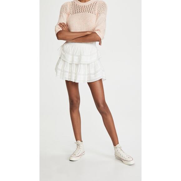 LoveShackFancy Ruffle Miniskirt - S Antique White - Picture 1 of 5